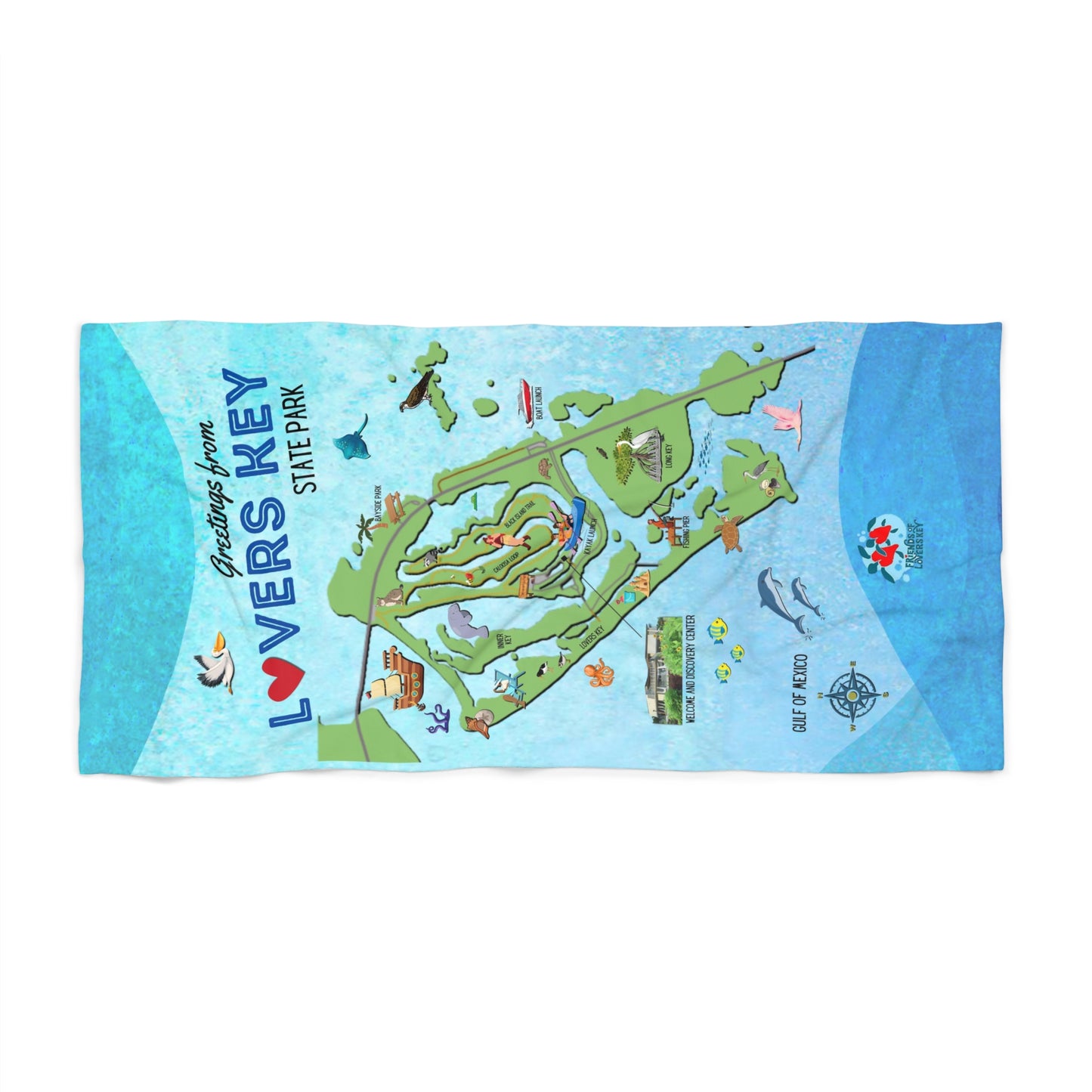 Lovers Key Beach Towel - Vibrant Map Design for Summer Fun