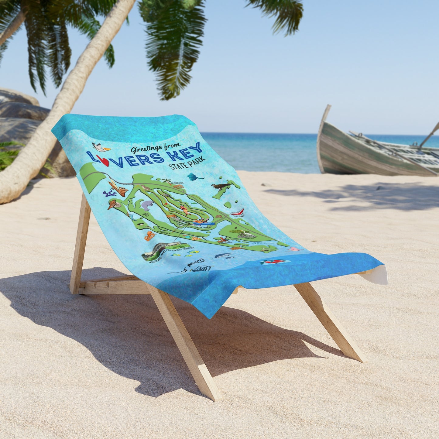 Lovers Key Beach Towel - Vibrant Map Design for Summer Fun