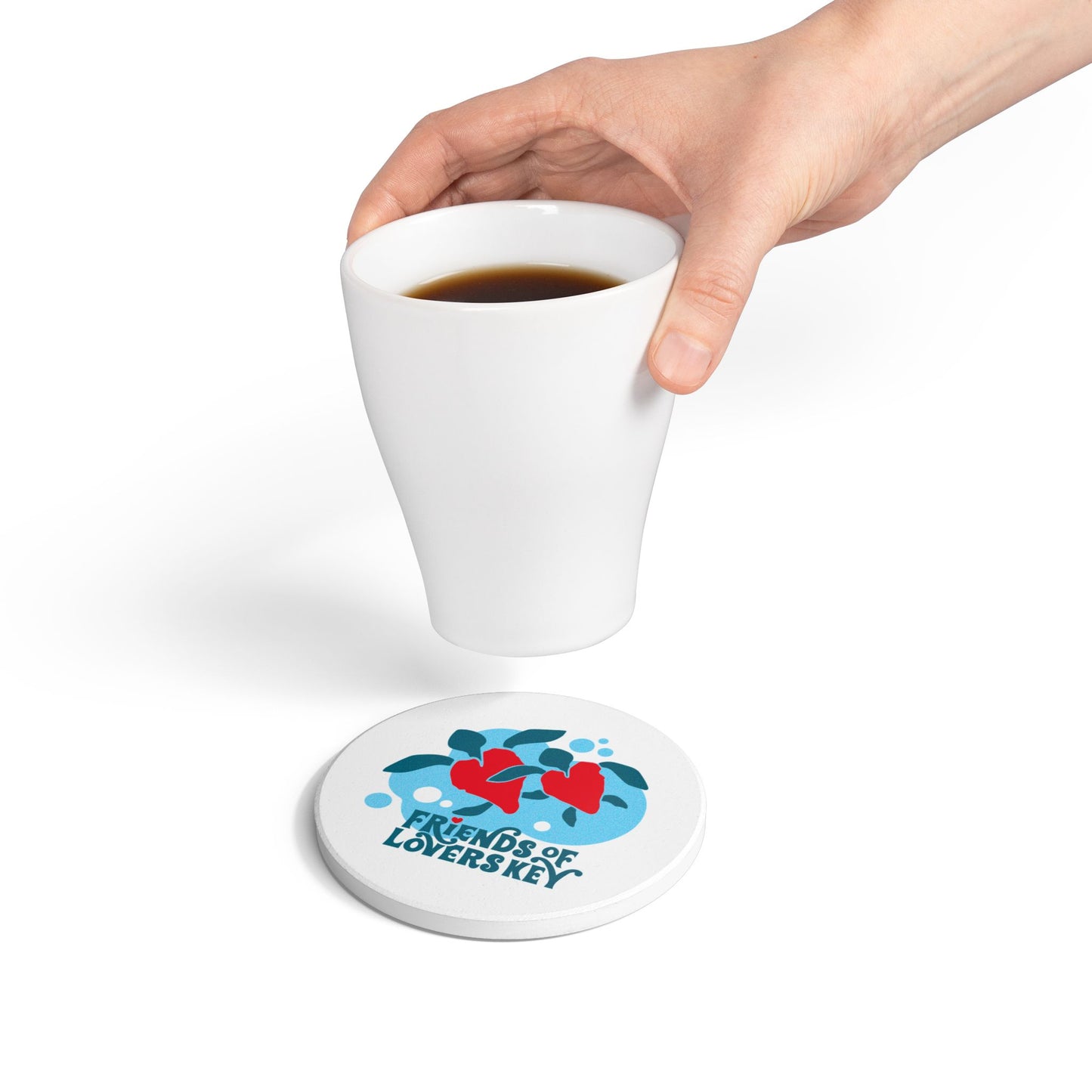 Friends of Lovers Key Ceramic Coaster | Fun Drinkware for Couples & Friends